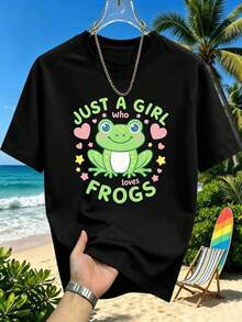 Herren-T-Shirt mit dem Aufdruck "Frog Lover". Hochwertiger Stoff, lässig, bequem, strapazierfähig und mit einem auffälligen Print. - Schwarz - Übersicht 2