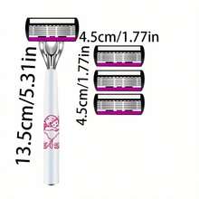 Women Manual Shaver Set 1/2 Handle+3/30 Blades , Portable Painless Body Hair Removal Razor For Travel Shower Use,Travel Essential Body Grooming Tool - Safety Tazor + Blade - View 5