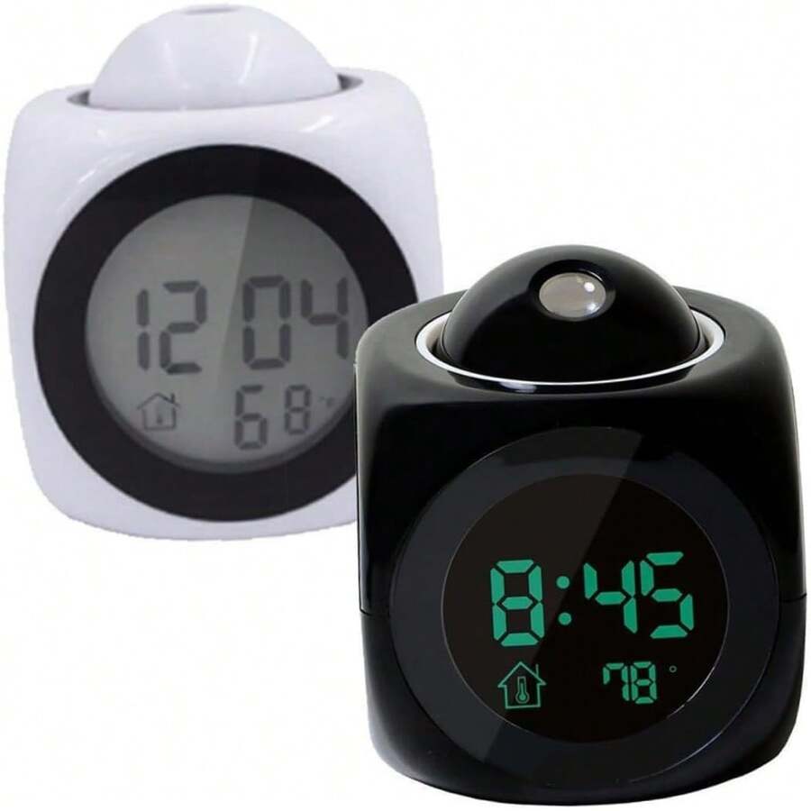 Reloj Despertador Digital con Proyección Giratoria, Pantalla LED, Voz, Repetición y Temperatura, Color Aleatorio - 1 - Ver 1