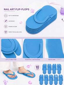 Foot Slippers | 10 Set, Soft Elastic EVA Foam Flip Flops Are Ideal Accessories For Spas, Nail Salons, Beauty Salons, Parties, Events, As Well As Daily Indoor And Leisure Use - Multicolor - View 6