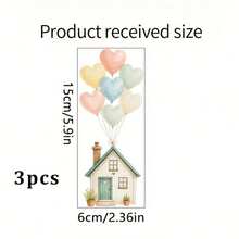 1/3pcs 2D Heart Balloon House Self-Adhesive Light Switch Stickers, Cute Cartoon Wall Decor Gift, Suitable For Living Room, Bedroom, Bathroom, Coffee Bar, Home Party - Balloon Switch Sticker - View 16