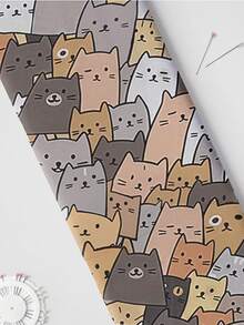 1pc Cute Cat Animal Print Quilted Polyester Fabric, Soft & Slightly Elastic, Pre-Cut Size 50x145/100x145/145x200cm, DIY Handmade Fabric, Suitable For Clothing Making, Doll Clothes, Quilting, Gift Wrapping, Sewing Projects, Hand Wash Only - 2026 Animal Series - View 5