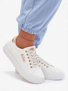 LeeCooper Women's Sneakers On The Platform Comfortable, Fashionable, Urban, With Elegant Lacing And Gold Thread LCW-26-44-4478 White Black - White - View 10