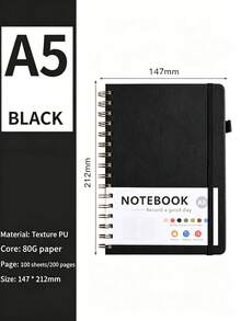 Cuaderno de espiral con líneas para mujeres & hombres, cuaderno para trabajo, toma de notas y suministros de oficina y escuela, A5, cuaderno con encuadernación de doble alambre perfecto para suministros de oficina & hogar y escuela - multicolor - Ver 4