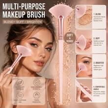 Set Kuas Makeup 7/8/9/10/11/12/13pcs, Kuas Blending Eyeshadow Rambut Sintetis Premium, Alat Kosmetik - Baby Pink - View 4