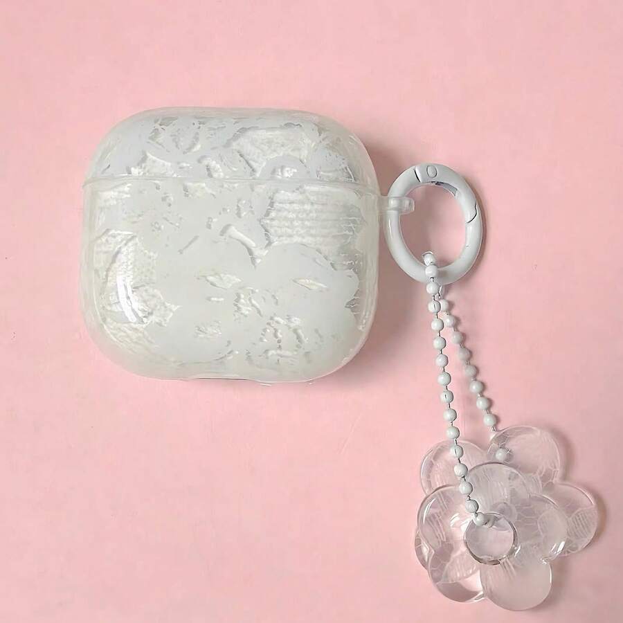 Super Fairy Creative Lace Mesh Flower 4th Generation Earphone Case Apple Pro 3rd Generation Wireless Bluetooth 1/2/3rd Generation Soft Silicone Pro 2 Anti-Drop Pro 3rd Generation Women's - White - View 1
