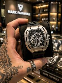 1pc Business Mechanical Watch With Embossed Great Wall Pattern And Luminous Function, Fashionable Men's Ideal Gift 6870 - one-size - View 11
