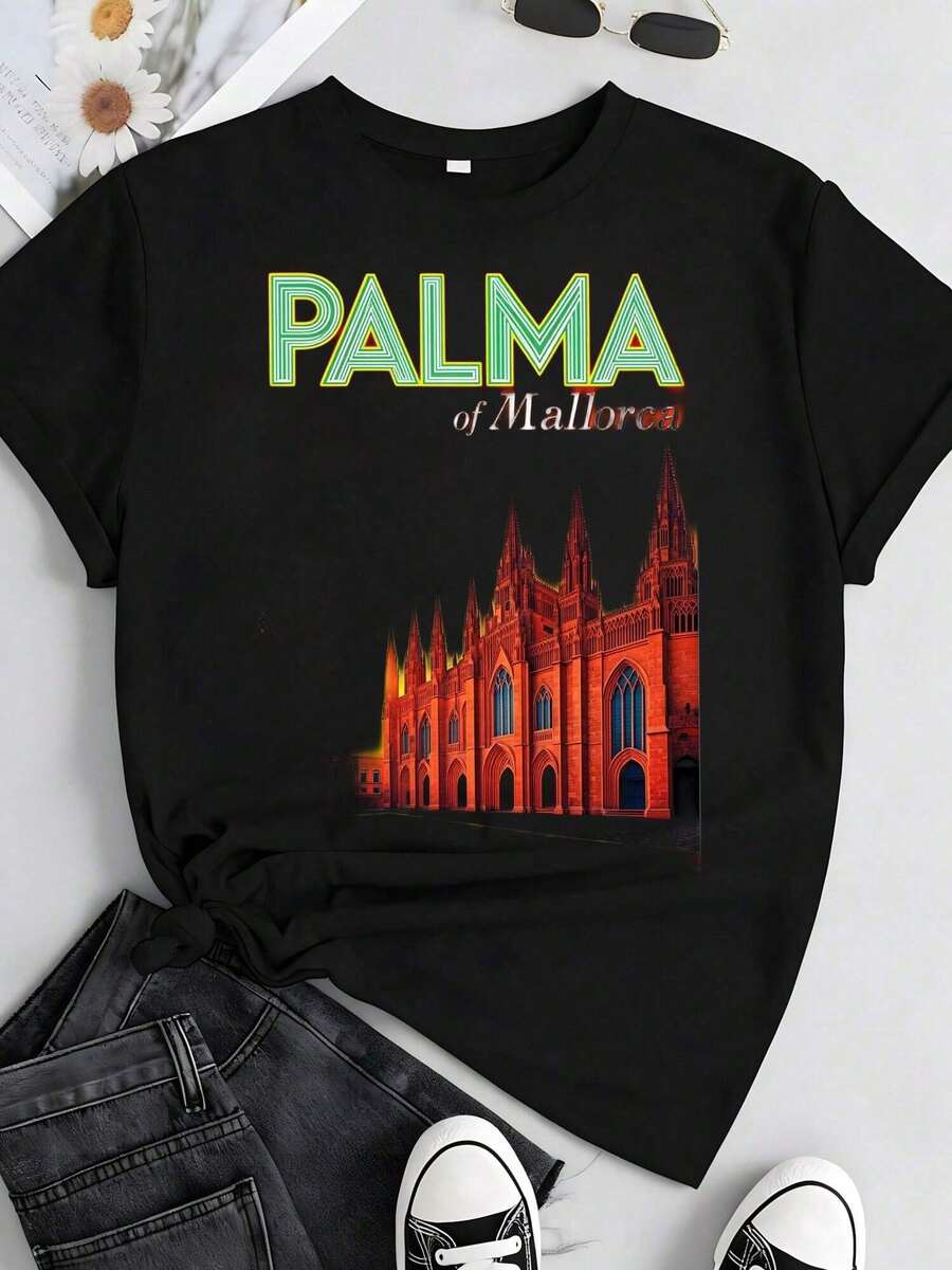 Unisex Women's T-Shirt From TShirt Unisex Palma De Mallorca Classic - Black - View 1