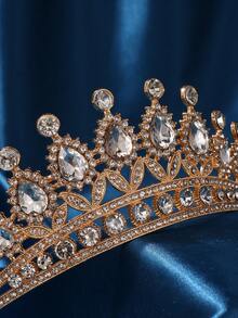 Jeweled Wedding Tiaras And Crowns For Women, Metal Princess Tiara Queen Crown For Bride, Bridal Headpieces For Birthday Pageant Prom - Gold - View 2