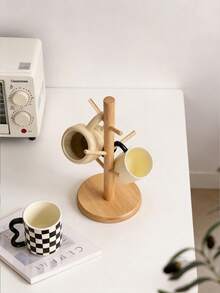 2pcs Durable Bamboo Mug Tree With 6 Hooks – Non-Slip Coffee Mug Holder With Thickened Base - A - View 3