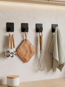 Drill-Free Self-Adhesive Hooks-Heavy-Duty, Waterproof, And Rust-Resistant. These Versatile Wall-Mounted Hooks Are Ideal For Hanging Cookware, Ladles, Dishcloths, And More; Suitable For Use In Bathrooms, Bedrooms, Living Rooms, Or Behind Doors. - Multicolor - View 11