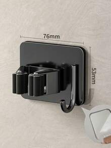 1 pieza Soporte de pared de acero inoxidable 304 para escoba y fregona, organizador de almacenamiento duradero, adecuado para lavandería, cocina, armario y baño, estante de almacenamiento de herramientas de limpieza - Multicolor - Ver 8