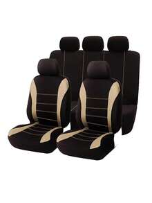 4 Buah Set Sarung Jok Mobil Universal - Pelindung Jok Mobil Kain Bernapas Bergaris Hitam - Cocok untuk Sedan, SUV, Truk, Van - Kit Aksesori Interior Lengkap - Pemasangan Mudah dan Tahan Lama - A - View 12
