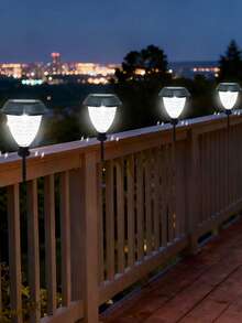 2/4pcs Solar Powered Tie-On LED Outdoor Lights, Automatic Dusk To Dawn Solar Deck And Fence Lights, Suitable For Swimming Pool, Patio And Yard Railing, Garden Path Landscape Lighting, Perfect Decoration For New Year, Easter And Spring Outdoor Decor - White Light - View 6