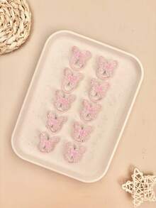 Set de 6 gomas para el pelo finas y elásticas para niña con mariposa 3D de purpurina transparente aleatoria, accesorio versátil, dulce y bonito para uso diario, citas, deportes, escuela y estilo casual - Multicolor - Ver 3