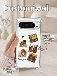 1 pieza Funda de teléfono personalizable con foto y nombre, estilo verano/Y2K/familia/amigos/parejas aniversario, funda de teléfono transparente anti-caída de cuatro esquinas, compatible con Pixel 11/11 Pro/11 Pro XL/10a/10 Pro/9 Pro/9a/8a/8/8 Pro/7/6 Series, funda de teléfono de verano | Funda de teléfono de alta calidad | Regalo para mujeres - transparente - Ver 3