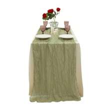 Sage Green Table Runner, 71/118 Inches, Rustic Bohemian Gauze Table Runner, Suitable For Wedding, Bridal Shower, Summer Home Decor And More - Green - View 6