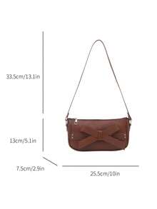 New Fashion Versatile Textured Chain Shoulder Bag Underarm Women's Bag - Brown - View 5