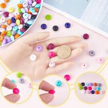 200pcs Silicone Lentil Beads, 12mm Silicone Abacus Bead For Keychain Making Focal Bead Bulk For Necklace Bracelet Jewelry DIY Crafts Accessories - Multicolor - View 3