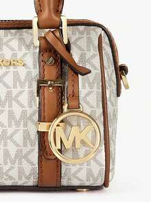 Michael Kors Bedford Legacy 極小 Logo 托特手提包，女款皮革斜挎包，時尚購物旅行派對單肩包錢包 - 白棕色 - 查看 7