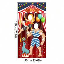 1pc Circus Theme Party Photo Booth Prop, Circus Seal Performance Design, Circus Theme Birthday Photo Prop, Party Universal Photo Backdrop, Indoor Outdoor Photography Photo Backdrop Decoration - Multicolor - View 2