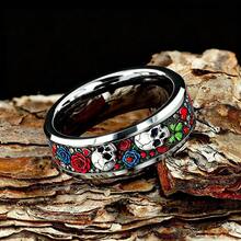 1pc Cyberpunk Red Rose Flower And Skull Ring Gothic Punk Men Stainless Steel Rings No Fade Rock Biker Jewelry Halloween Gift - Silver - View 10