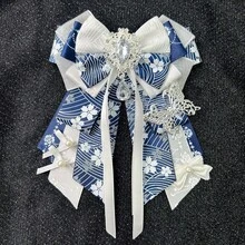 Navy Blue Butterfly Dream Rhinestone Bow