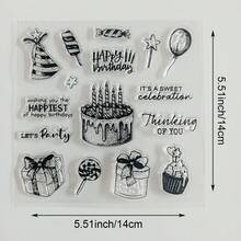 Birthday Party Clear Silicone Stamps Set, Happy Birthday Cake Balloon Gift Animal Transparent Rubber Stamps For DIY Scrapbooking, Card Making, Journaling, Photo Album Decor, Handmade Greeting Card Craft Supplies - Birthday - View 14