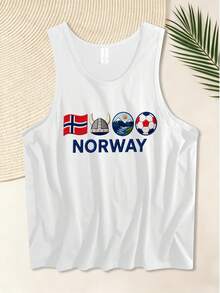 Bestseller Retro Streetwear Norway Viking Football Travel Graphic Women's Sleeveless Tank Top, For Street Hangout Beach Trip Daily Shopping - White - View 2