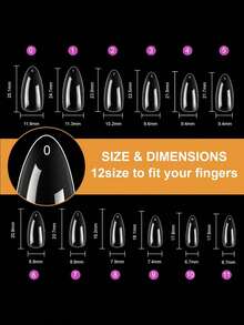 12 Uñas Postizas de Cobertura Completa con Forma de Almendra, Juego de Pegatinas de Arte de Uñas Reutilizables para Salón de Uñas y Uso Doméstico DIY - transparente - Ver 3