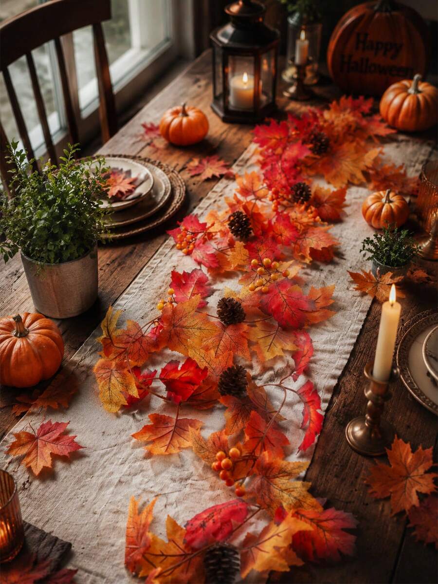 1 Stück Vintage Farmstil Herbst Ahornblatt Rebe Hängedekoration, Herbst Ernte Hängende Reben Dekoration, Künstlicher Ahornblatt Beere Kiefernzapfen Türrahmen Kranz, Leichte biegsame Hängedekoration, Thanksgiving Herbst Feiertag Heimdekoration, Geeignet für Haustür, Wand, Kamin, Fenster, Torbogen, Veranda Dekoration, Orange-Rote Blatt Feiertagskranz, Herbst Party Dekoration Akzent