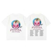 Magliette Grafiche Pitbull Mr.Worldwide I'm Back Tour 2026 Moda Hip Hop Maniche Corte T-Shirt Casual in Cotone per Uomo e Donna - Colore 2 - Visualizzare 2