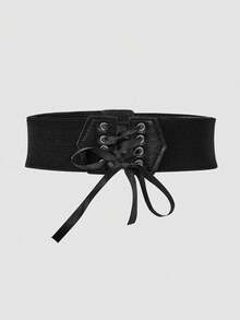 MortiRose 1pc Women's Fashion Minimalist Versatile Decorative Elastic Waist Commuting, Dating, Party Women Corset Belt For Dress,Waist Trainer Waist-Shaping - Black - View 10