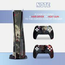 Compatible With PS5 Disc Edition And Wind Red Moon Samurai Sticker, Retro Dark Japanese Style, Matte Texture, Waterproof Removable No Residue, Full Body Protection Sticker For Console And Controller - View 5