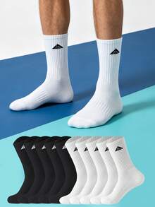 5 Pairs/10 Pairs/18 Pairs/20 Pairs Black & White Thick Men's Winter Socks, Fashionable, Casual, Comfortable, Suitable For Outdoor Sports, Running, Fitness, Compression Knee Socks, Business Casual Vacation, Black & White High-Top Socks, Christmas, Thanksgiving, New Year Holiday Gifts (Thick Style), Suitable For Foot Size (35-39/39-42) - Multicolor - View 11
