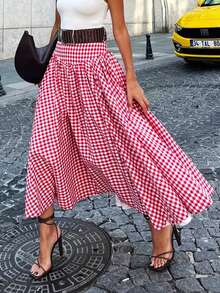 Women's Elegant Casual Street Daily Plaid Casual Skirt Women's Casual Skirt Red - Red - View 3