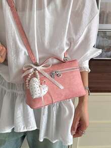 1pc Fashionable Daily Shoulder Bag Korean Ins Style Box Crossbody Bag - Pink - View 4