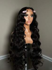 38 40 Inches Body Wave 13x4 HD Transparent Lace Frontal Human Hair Wigs Pre Plucked With Baby Hair 200% Density Water Wave Lace Front Wig For Women Natural Black Color - Natural Black - 查看 2
