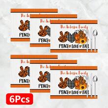 1pc/4pcs/6pcs/8pcs, Home Decor, Pumpkin Pattern Printed Linen Placemats, Suitable For Dining Table, All-Season Decorative, Washable, Kitchen & Dining Room Supplies, Table Mats, Coasters, Kitchen Dining Table Placemats, Home Goods - Multicolor - View 16