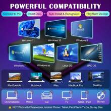 即插即用外接 DVD 燒錄機，高速 USB 3.0 傳輸，2A+2C 雙接口，內建 SD/TF 讀卡機，支援高畫質播放，配備變色 RGB 燈光，輕薄便攜 - 黑色 - View 4