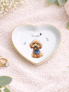 Custom Pet Photo Ring Tray L Size Personalized Watercolor Dog Portrait Ceramic Jewelry Storage Dish - Multicolor - View 10