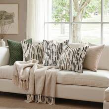 1pc/2pcs (No Insert) Premium Jacquard Woven Pillow Cover 18X18inch, Earth Tone Modern Minimalist Geometric Striped Sofa Cushion Cover, All Season Living Room Car Office Lumbar Back Cushion Cover, Neutral Color, Coffee Brown - Mocha Brown - View 8