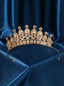 Jeweled Wedding Tiaras And Crowns For Women, Metal Princess Tiara Queen Crown For Bride, Bridal Headpieces For Birthday Pageant Prom - Gold - View 3