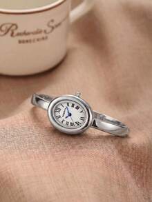 1pc Women's Minimalist Vintage Delicate Small Versatile Bracelet Quartz Watch Suitable For Daily Wear - Silver - View 2