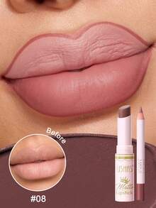 USHAS 2-In-1 Matte Lipstick & Lip Liner Kit, Waterproof & Long-Lasting, Velvet Finish Lipstick And Matching Lip Liner Combo, Non-Stick Cup, All-Day Wear, Nude & Bold Shades For Everyday & Party - #08 - View 2