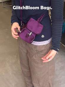 Korean 2026 Drawstring Mini Backpack, Crossbody, Dual-Use, Zipper Closure (No Accessories Included) - Purple - View 2