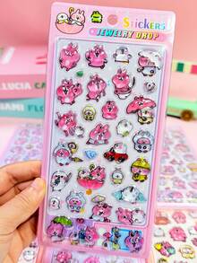 Japanese Cartoon Embossed Fun Stickers Crystal Diamond Children's Decorative Stickers Solid Stickers Cute 3D Embossed Stickers, Fun Sticker Games For Kids, Office And School Decorative Stickers, Craft Reward Puzzle Stickers, Transparent Embossed Creative Craft Stickers. - Multicolor - View 10