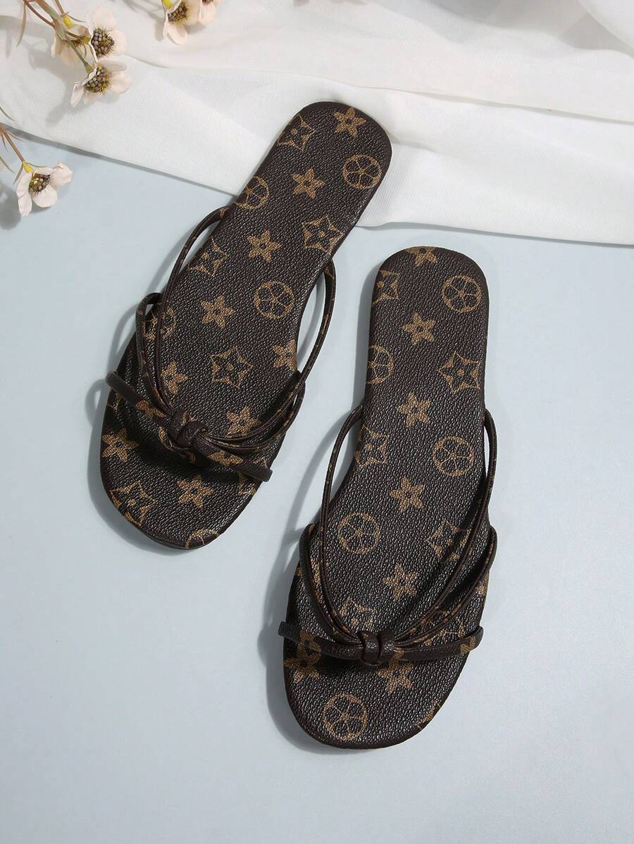 時尚女款拖鞋-輕量透氣、露趾平底休閒夏季鞋,舒適內墊與可調節綁帶,好行走 - 棕色 - 查看 1