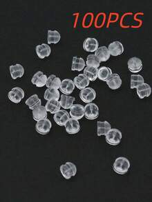 450pcs/100pcs/30pcs/50pcs Earrings And Stud Backs Handmade DIY Jewelry Accessories Anti-Slip, Anti-Loss Silicone Ear Plugs Anti-Fall Anti-Piercing Lollipop Ear, Large Earrings, Piercing, Earring Backing Set - Transparent - View 19