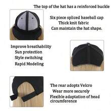 Adjustable Comfortable Growing Straight Baseball Cap Style Wig, Suitable For Women's Daily Use, Sports Style - 彩色 - 查看 5